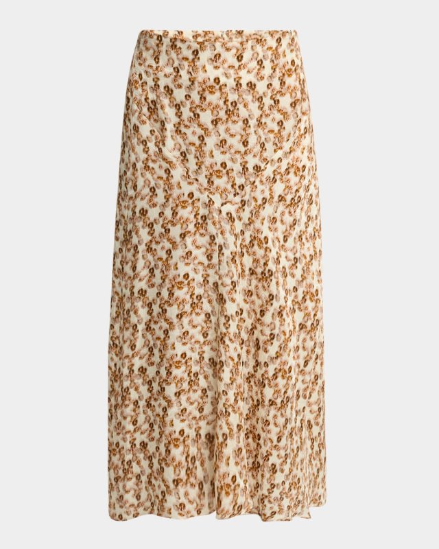 Lisanne Abstract-Print Silk Midi Skirt